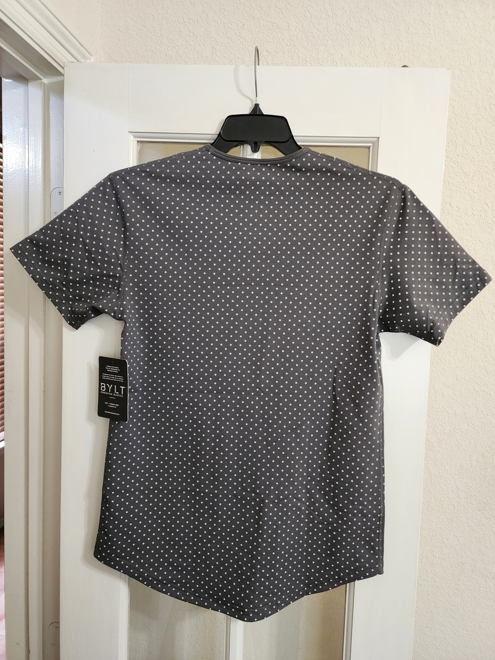 Nwt Bylt Drop Cut S/S Lux Polka Dot Tee Women's Small Gray — image 3 of 8